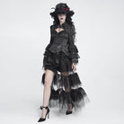 DEVIL FASHION Women's Gothic Multi-Layer Beaded Ruffle Elastic Waist Shorts