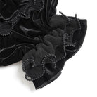 DEVIL FASHION Women's Gothic Multi-Layer Beaded Ruffle Velvet Shorts Black