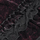 DEVIL FASHION Women's Gothic Multi-Layer Beaded Ruffle Velvet Shorts Black-Red