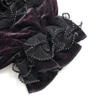 DEVIL FASHION Women's Gothic Multi-Layer Beaded Ruffle Velvet Shorts Black-Red