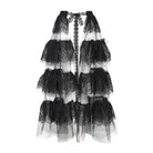 DEVIL FASHION Women's Gothic Multilayer Floral Lace Mesh Maxi Skirt