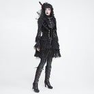 DEVIL FASHION Women's Gothic Multilayer Ruffle Lace Mesh Mini Skirt