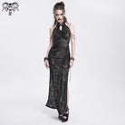 DEVIL FASHION Women's Gothic Off-the-shoulder Cutout Side Slit Gown Dress