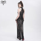 DEVIL FASHION Women's Gothic Off-the-shoulder Cutout Side Slit Gown Dress