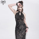 DEVIL FASHION Women's Gothic Off-the-shoulder Cutout Side Slit Gown Dress