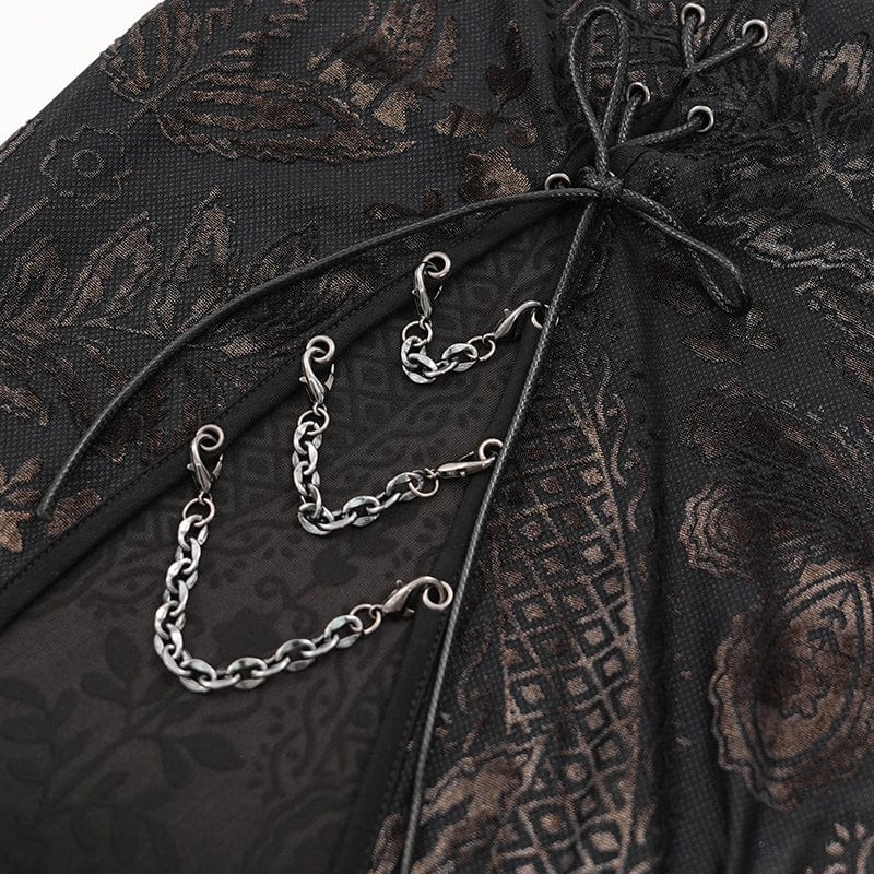 DEVIL FASHION Women's Gothic Off-the-shoulder Cutout Side Slit Gown Dress