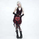 DEVIL FASHION Women's Gothic Pentacle Spiked Heart-Shaped Handbag Red