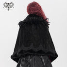 DEVIL FASHION Women's Gothic Plumed Floral Embroidered Cape