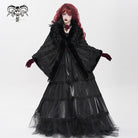 DEVIL FASHION Women's Gothic Plumed Floral Embroidered Cape