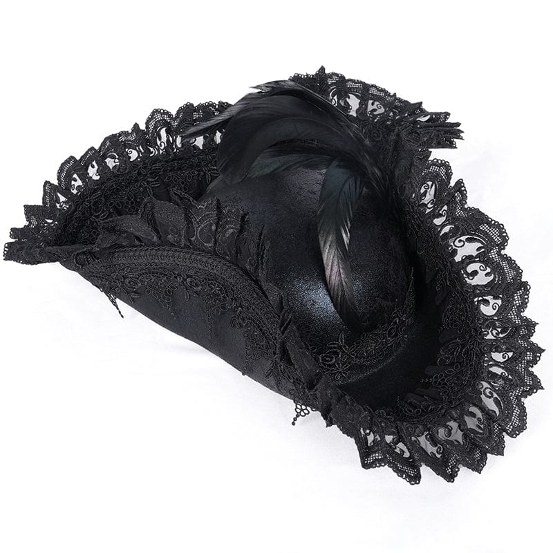 DEVIL FASHION Women's Gothic Plumed Lace Mesh Hats