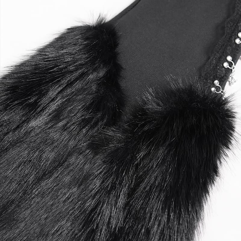 DEVIL FASHION Women's Gothic Plush Chains Leg Warmers Black