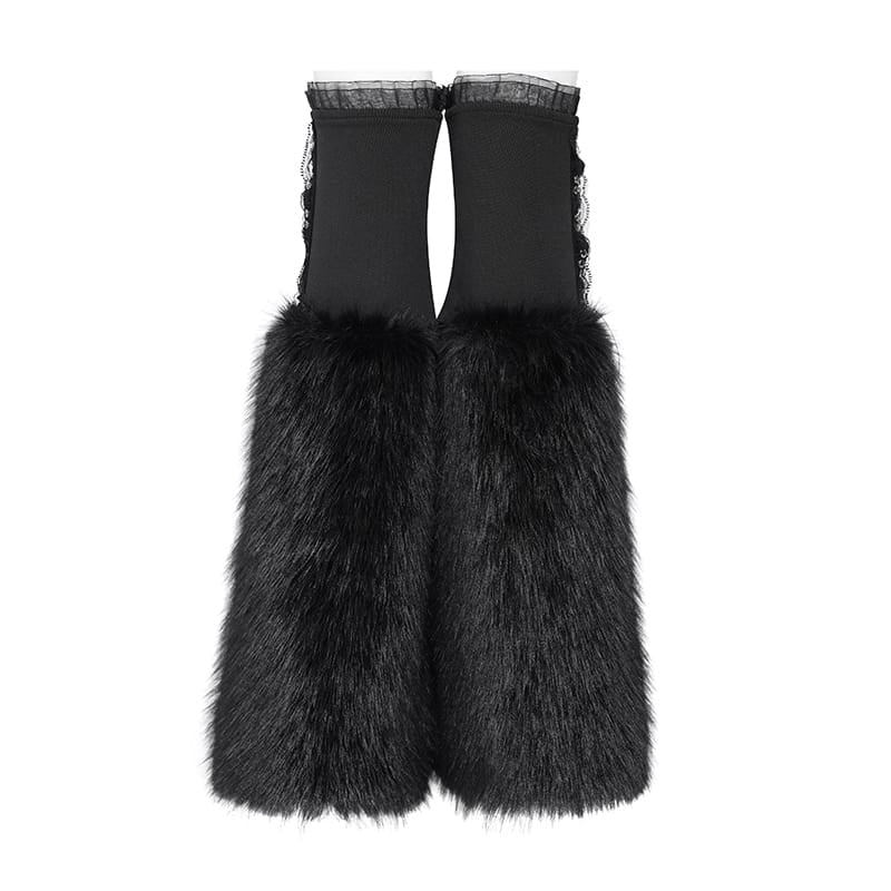 DEVIL FASHION Women's Gothic Plush Chains Leg Warmers Black