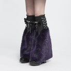 DEVIL FASHION Women's Gothic Plush Chains Leg Warmers Black-Purple