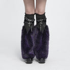 DEVIL FASHION Women's Gothic Plush Chains Leg Warmers Black-Purple