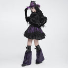 DEVIL FASHION Women's Gothic Plush Chains Leg Warmers Black-Purple