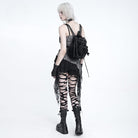 DEVIL FASHION Women's Gothic Plush Chains Spider Backpack Black