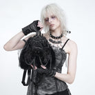 DEVIL FASHION Women's Gothic Plush Chains Spider Backpack Black