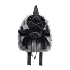 DEVIL FASHION Women's Gothic Plush Chains Spider Backpack Grey-Black