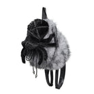 DEVIL FASHION Women's Gothic Plush Chains Spider Backpack Grey-Black