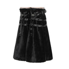 DEVIL FASHION Women's Gothic Plush Eyelet Harness Buckle-up Leg Warmers