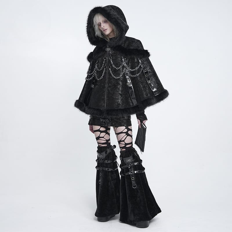 DEVIL FASHION Women's Gothic Plush Eyelet Harness Buckle-up Leg Warmers