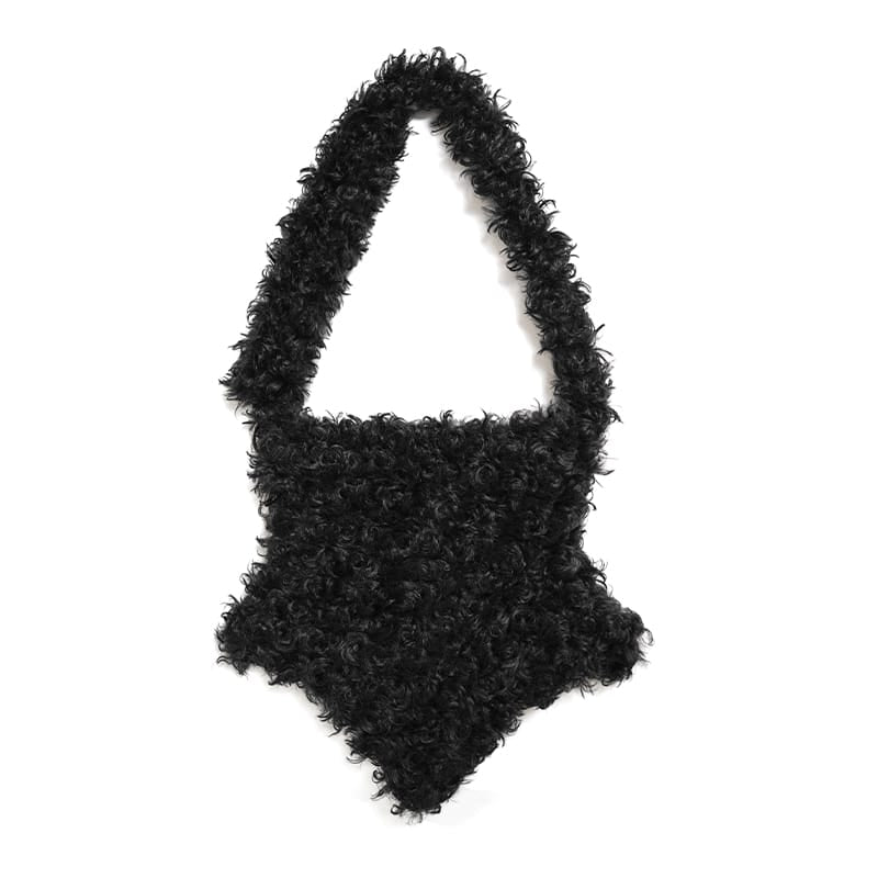 DEVIL FASHION Women's Gothic Plush Pentacle Chained Crossbody Bag
