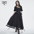 DEVIL FASHION Women's Gothic Puff Sleeved Drawstring Prom Dress