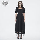 DEVIL FASHION Women's Gothic Puff Sleeved Drawstring Prom Dress