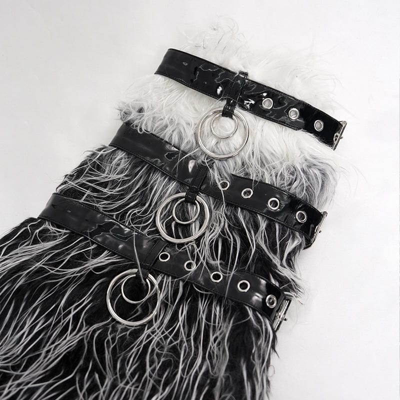 DEVIL FASHION Women's Gothic Rings Eyelets Leg Warmers Black White