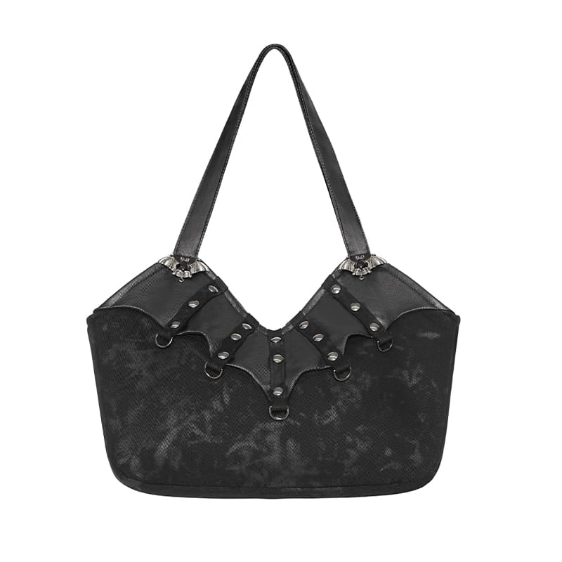 DEVIL FASHION Women's Gothic Rivet Bat Tote Bag