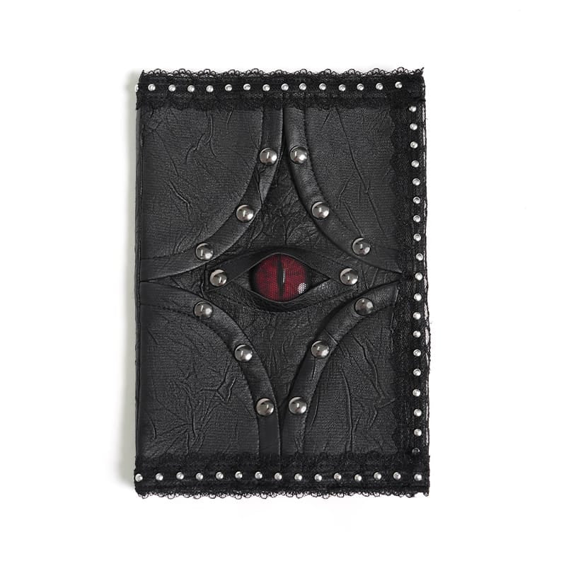 DEVIL FASHION Women's Gothic Rivet Evil Eye Lace-Trimmed Journal Cover