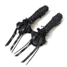 DEVIL FASHION Women's Gothic Rose Bowknot Lace-up Arm Sleeves Black