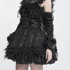 DEVIL FASHION Women's Gothic Rose Bowknot Lace-up Arm Sleeves Black