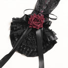 DEVIL FASHION Women's Gothic Rose Bowknot Lace-up Arm Sleeves Black-Red