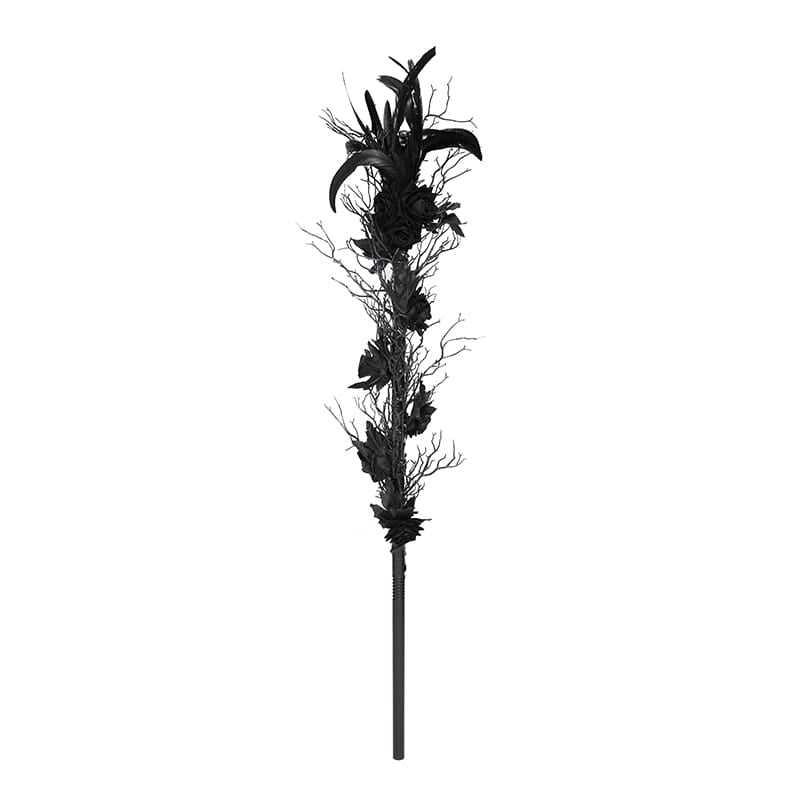 DEVIL FASHION Women's Gothic Rose Feather Snake Scepter