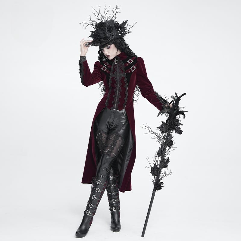 DEVIL FASHION Women's Gothic Rose Feather Snake Scepter
