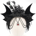 DEVIL FASHION Women's Gothic Rose Feathered Batwing Headwear