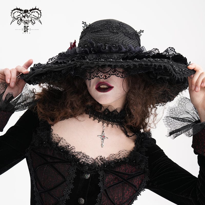 Women's Gothic Rose Lace Mesh Hats – Punk Design