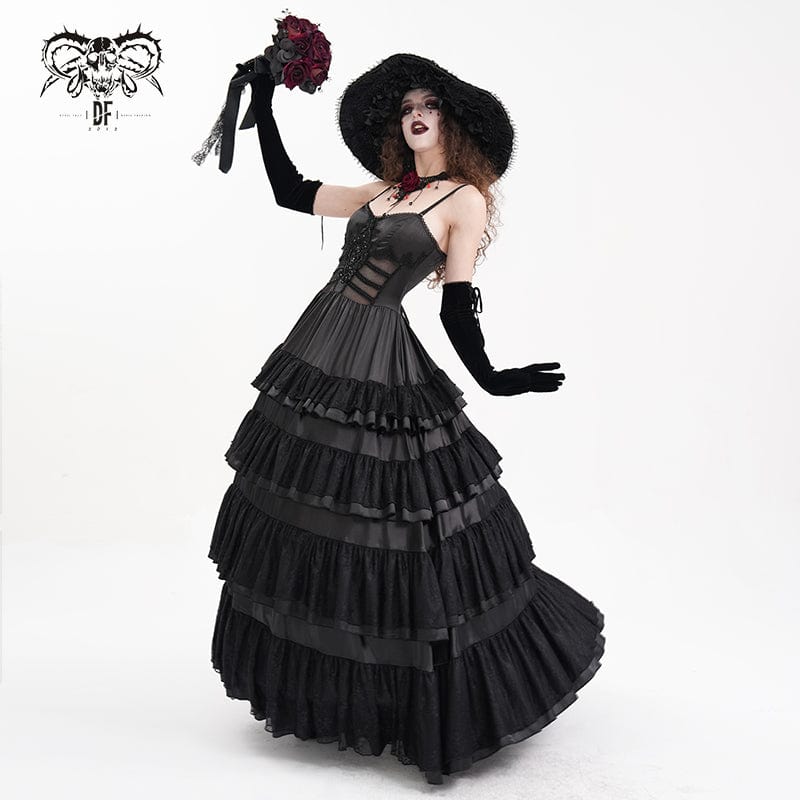 DEVIL FASHION Women's Gothic Rose Lace Mesh Hats