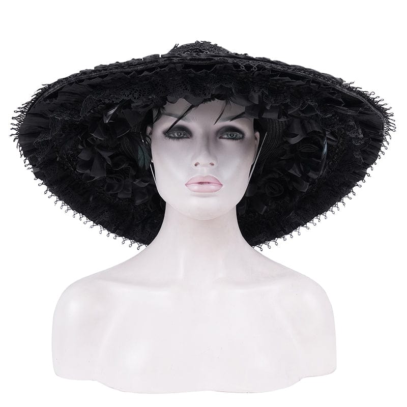 DEVIL FASHION Women's Gothic Rose Lace Mesh Hats