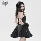 DEVIL FASHION Women's Gothic Rose Lace Ruffled  Headwear Black
