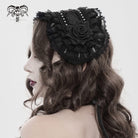DEVIL FASHION Women's Gothic Rose Lace Ruffled  Headwear Black