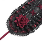 DEVIL FASHION Women's Gothic Rose Lace Ruffled  Headwear Black-Red