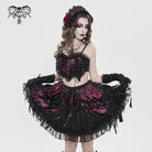 DEVIL FASHION Women's Gothic Rose Lace Ruffled  Headwear Black-Red