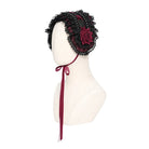 DEVIL FASHION Women's Gothic Rose Lace Ruffled  Headwear Black-Red