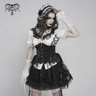 DEVIL FASHION Women's Gothic Rose Lace Ruffled  Headwear Black-White