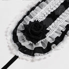 DEVIL FASHION Women's Gothic Rose Lace Ruffled  Headwear Black-White