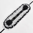 DEVIL FASHION Women's Gothic Rose Lace Ruffled  Headwear Black-White