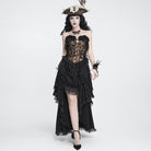 Women's Gothic Rose Ruffle High Low Hem Skirt - Punk Design