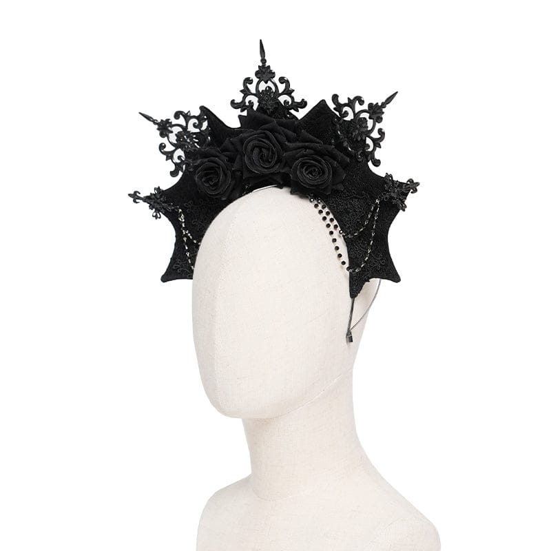 DEVIL FASHION Women's Gothic Rose Spiked Beaded Headwear